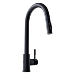 Baterie de bucatarie TOUCHLESS GLOBALO LORETIO Negru, furtun extensibil cu dus, actionare fara atingere, cu senzor automat de miscare si o singura maneta