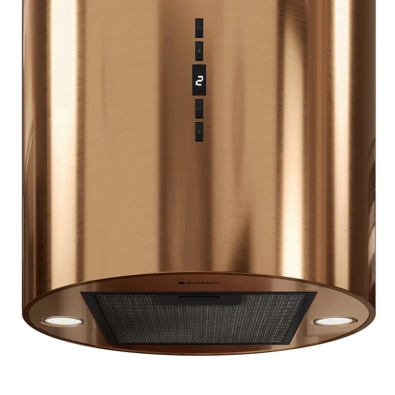 Hota cilindrica de insula Globalo Calmio Isola 39.1 Caramel Gold, clasa energetica B, 39 cm latime, control electronic, taste Soft-Touch cu display LCD, interval de viteza 3 si boost, capacitate maxima de absortie 570 mc/h - imagine 3